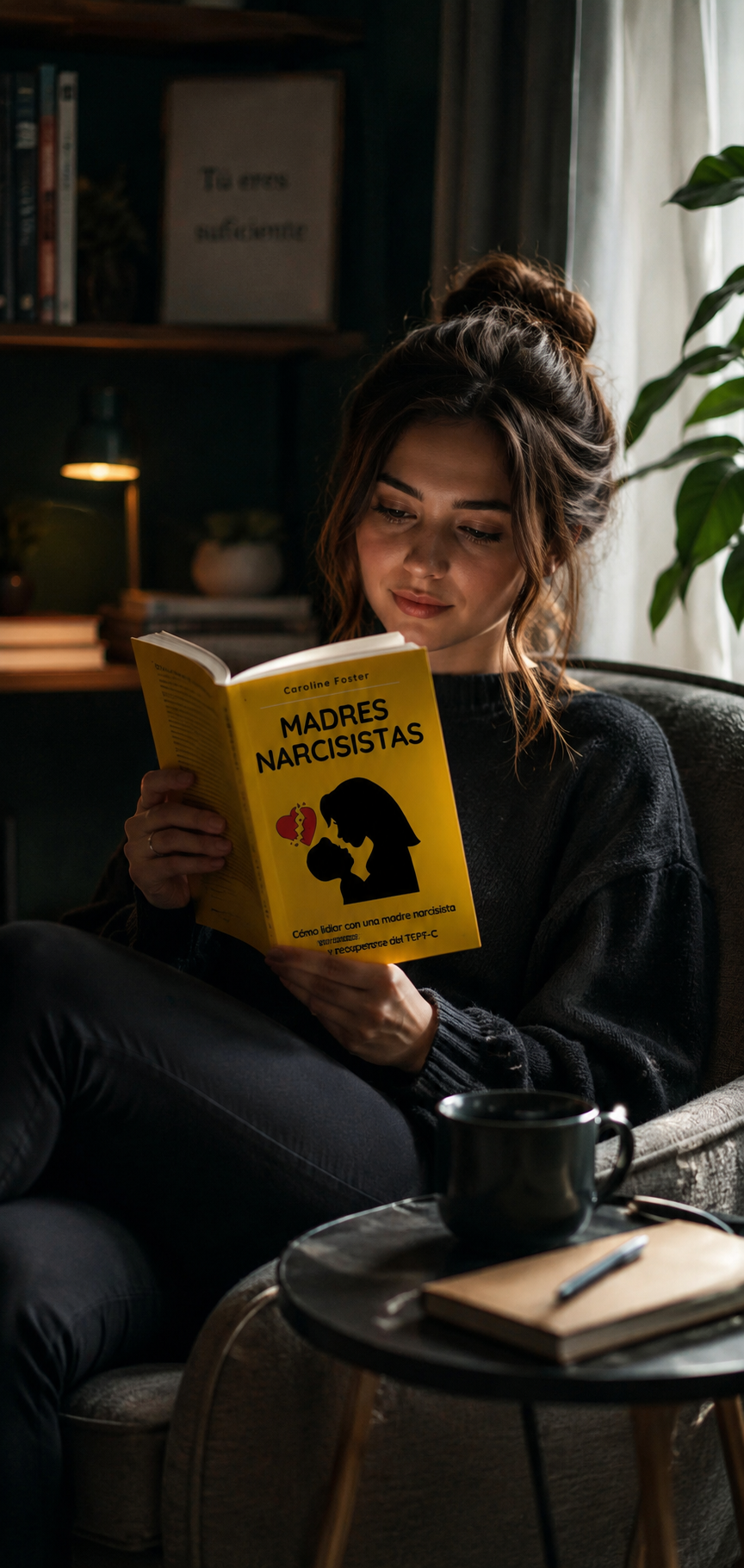 Persona leyendo un libro de psicología en un sillón